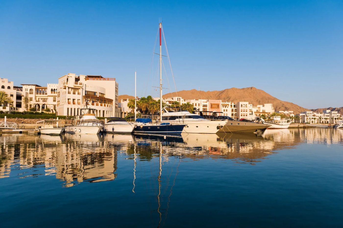 Jebel Sifah — yachts moored at the marina